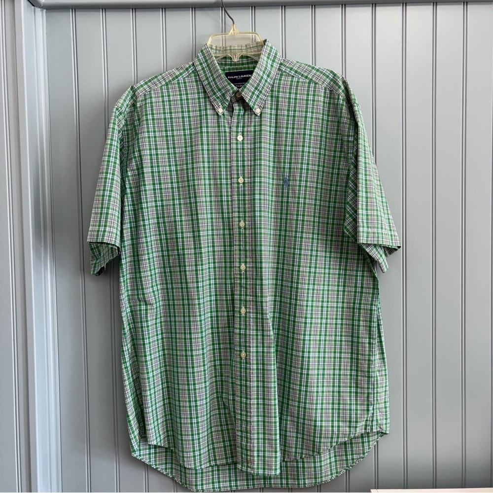 Ralph Lauren Golf Tilden Button Down Short Sleeve Top Green Size L